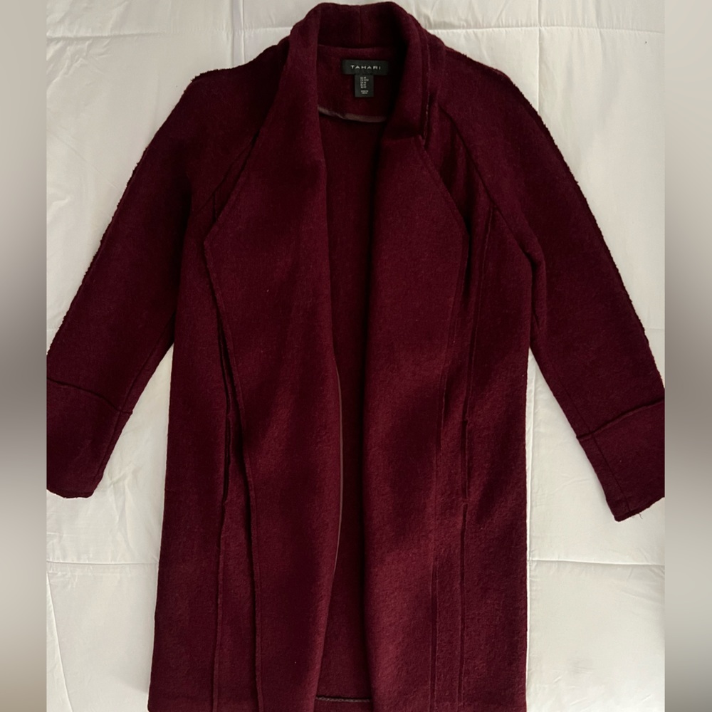 Tahari Burgundy Wool Blend Jacket - Size M